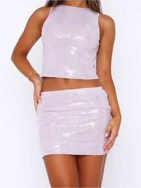 White Fox Boutique Lilac Sequin Mini Set
